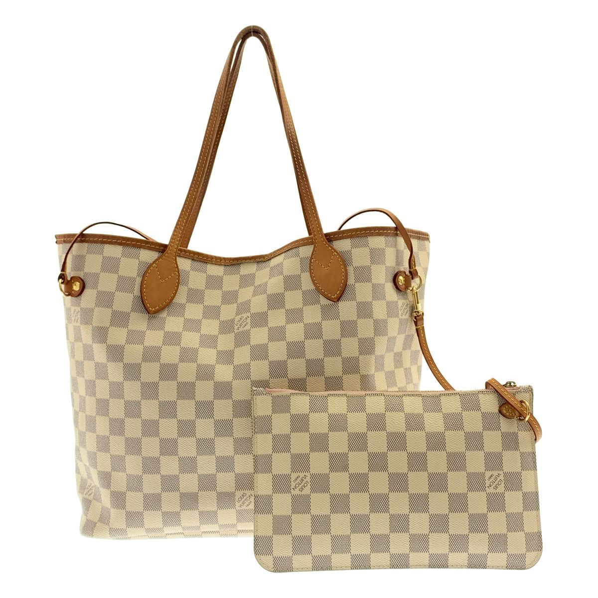 Louis Vuitton / ルイヴィトン | ポーチ付き ダミエアズール ネヴァーフル ダミエキャンバス レザートートバッグ | ホワイト | レディース 54,163円