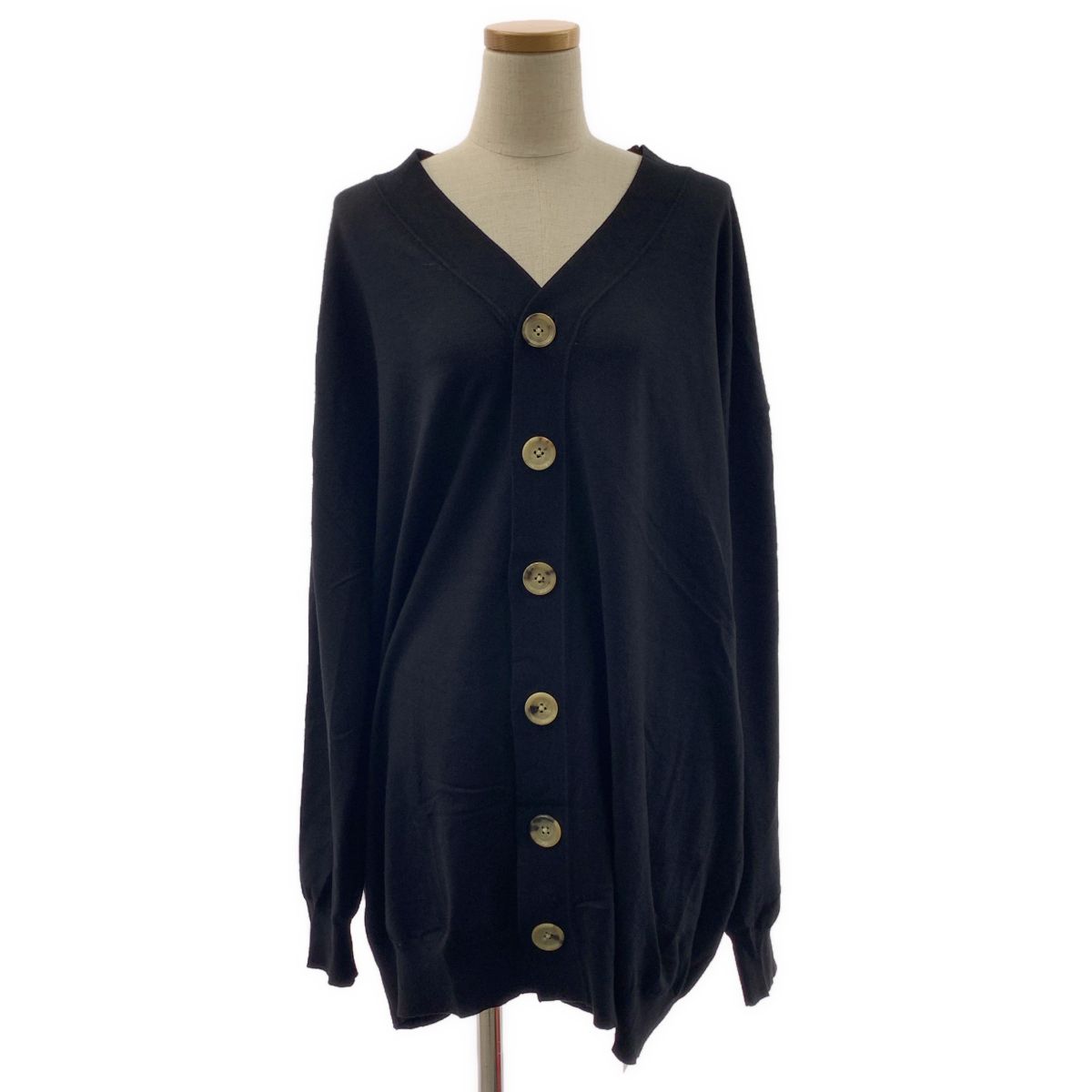 MADISON BLUE / マディソンブルー | LONG V NECK CARDIGAN / レーヨン ロング ニット カーディガン | XS | ブラック | レディース