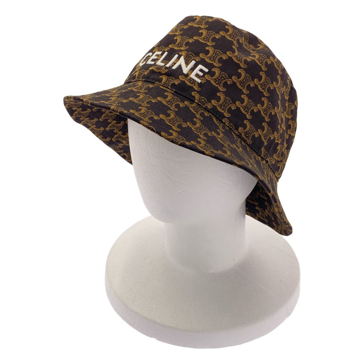 【美品】 CELINE / セリーヌ | 総柄 トリオンフ ロゴ バケットハット 帽子 | S | ブラウン | レディース