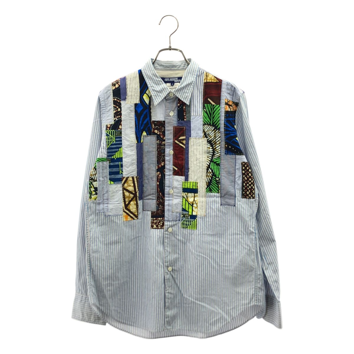 JUNYAWATANABE COMMEdesGARCONS MAN / ジュンヤワタナベマン | 2016SS | コットン ストライプ パッチワークシャツ | S | ブルー系 | メンズ