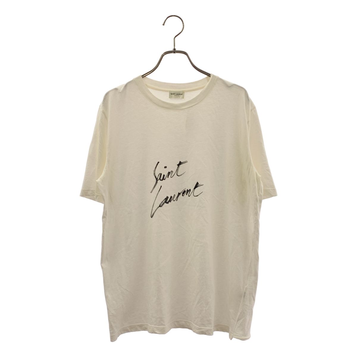 SAINT LAURENT PARIS / サンローランパリ | by Hedi Slimane シグネチャーロゴプリント クルーネックカットソー | XS | ホワイト | メンズ