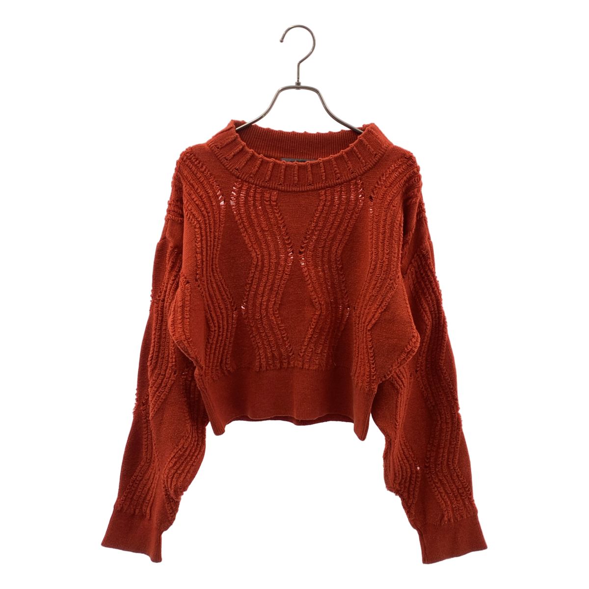 ISSEY MIYAKE / イッセイミヤケ | 1980s | 筆タグ ウール コットン クロップド ニット | M | オレンジ | レディース