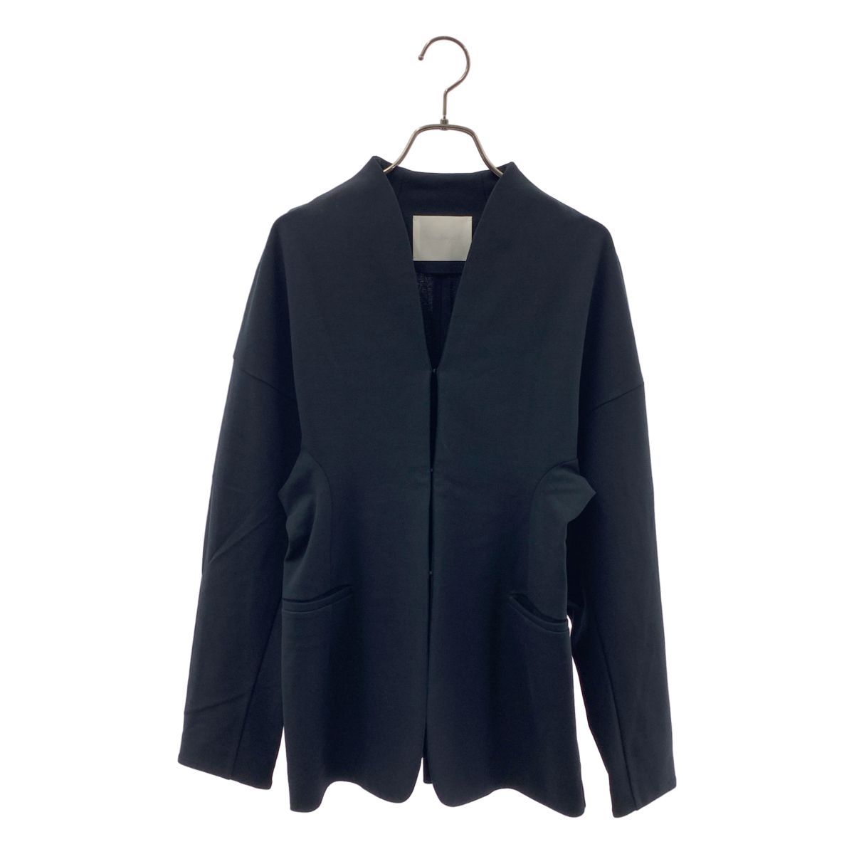 Mame Kurogouchi / マメクロゴウチ | 2024AW | Double Jersey Dropped Shoulder Jacket ドロップショルダー ジャージ ジャケット | 1 | ネイビー | レディース