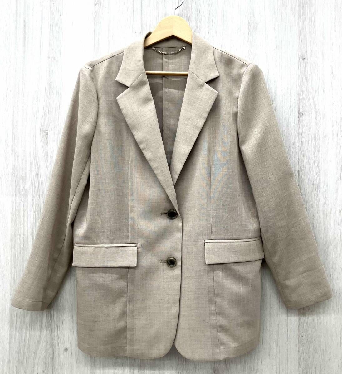 NOLLEY'S/ノーリーズ/ジャケット/6-0030-4-05-014/ウォッシャブルリネンライクシアーホイルジャケット/ベージュ/サイズ34