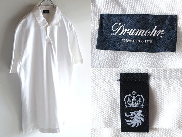 イタリア製 Drumohr ドルモア ロゴピスネーム 半袖 鹿の子 ポロシャツ