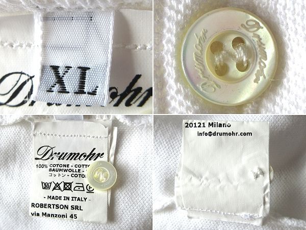 イタリア製 Drumohr ドルモア ロゴピスネーム 半袖 鹿の子 ポロシャツ