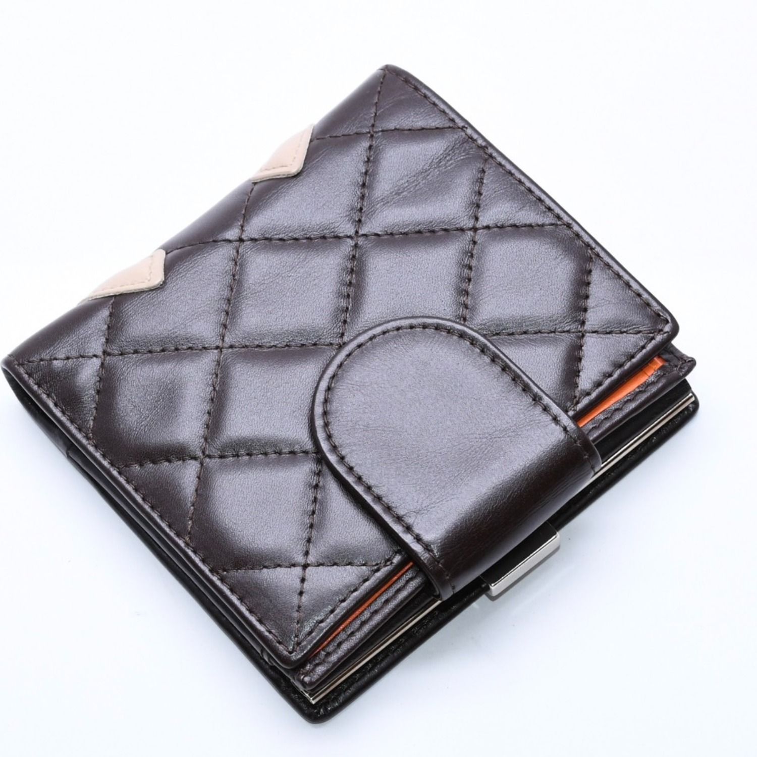 新品同様 CHANEL シャネル カンボンライン がま口 コンパクト