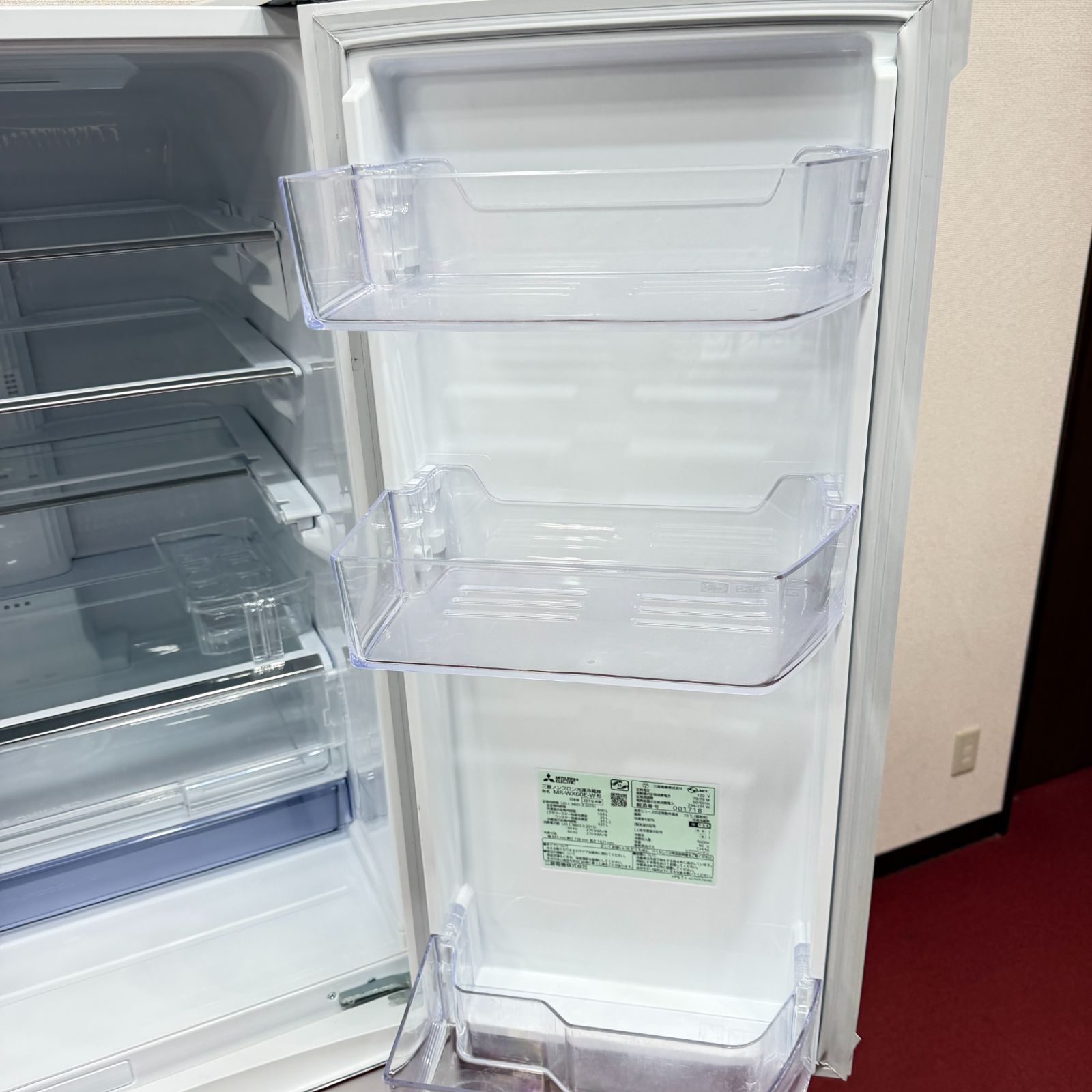 東京23区送料無料 超美品三菱6ドア冷蔵庫 2019年製600L 製氷有りガラス