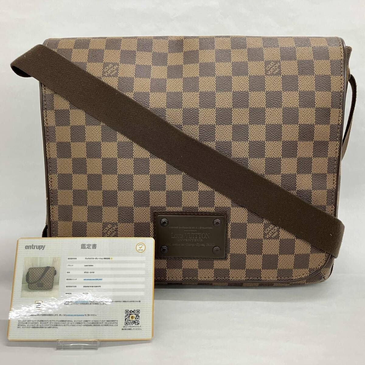 鑑定書付き LOUIS VUITTON ダミエ ブルックリンMM N51211 ショルダーバッグ メッセンジャーバッグ クロスボディ ルイヴィトン SR5008