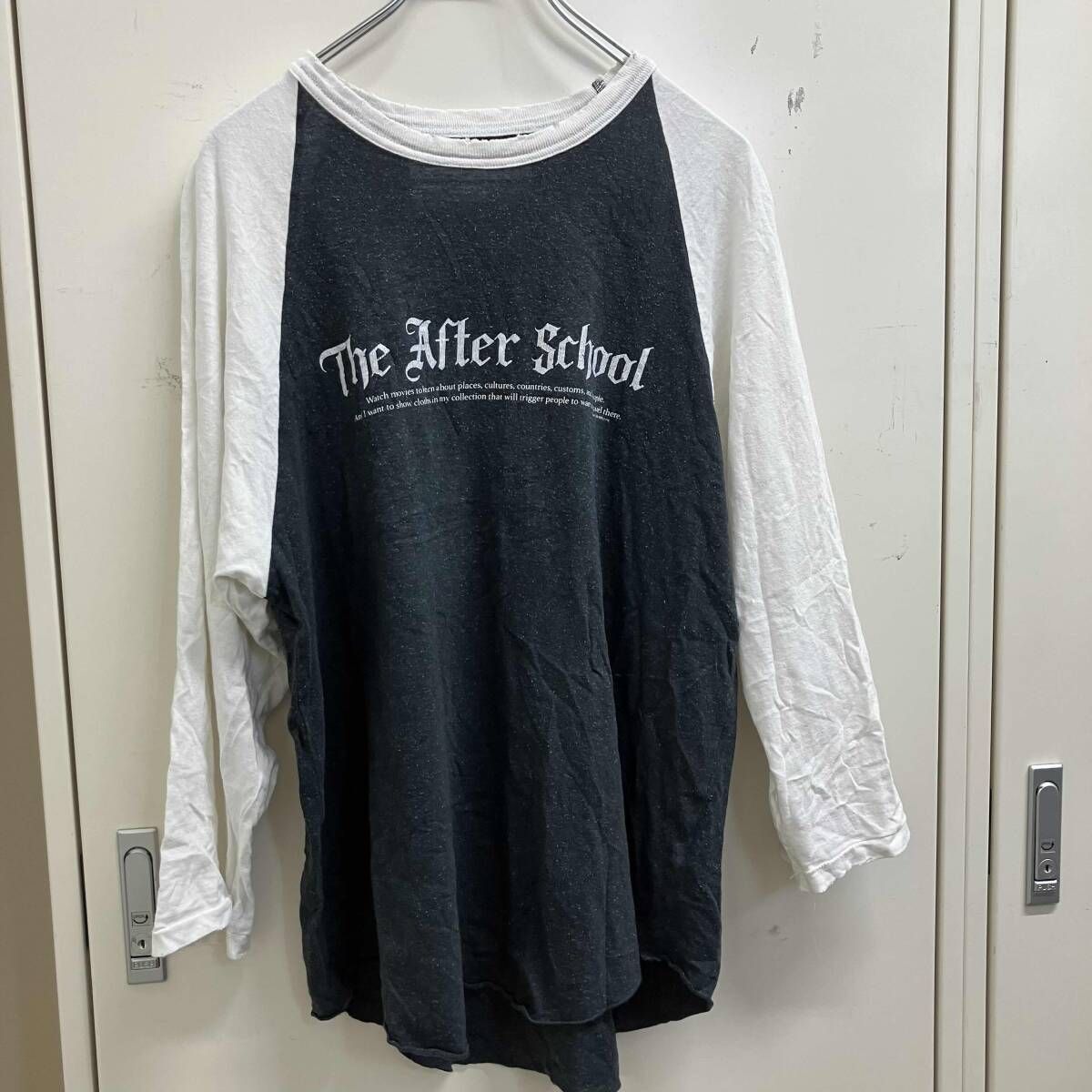 22AW DAIRIKU long sleeve shirt after school USE 加工カットソー　サイズL ブラック×ホウイト