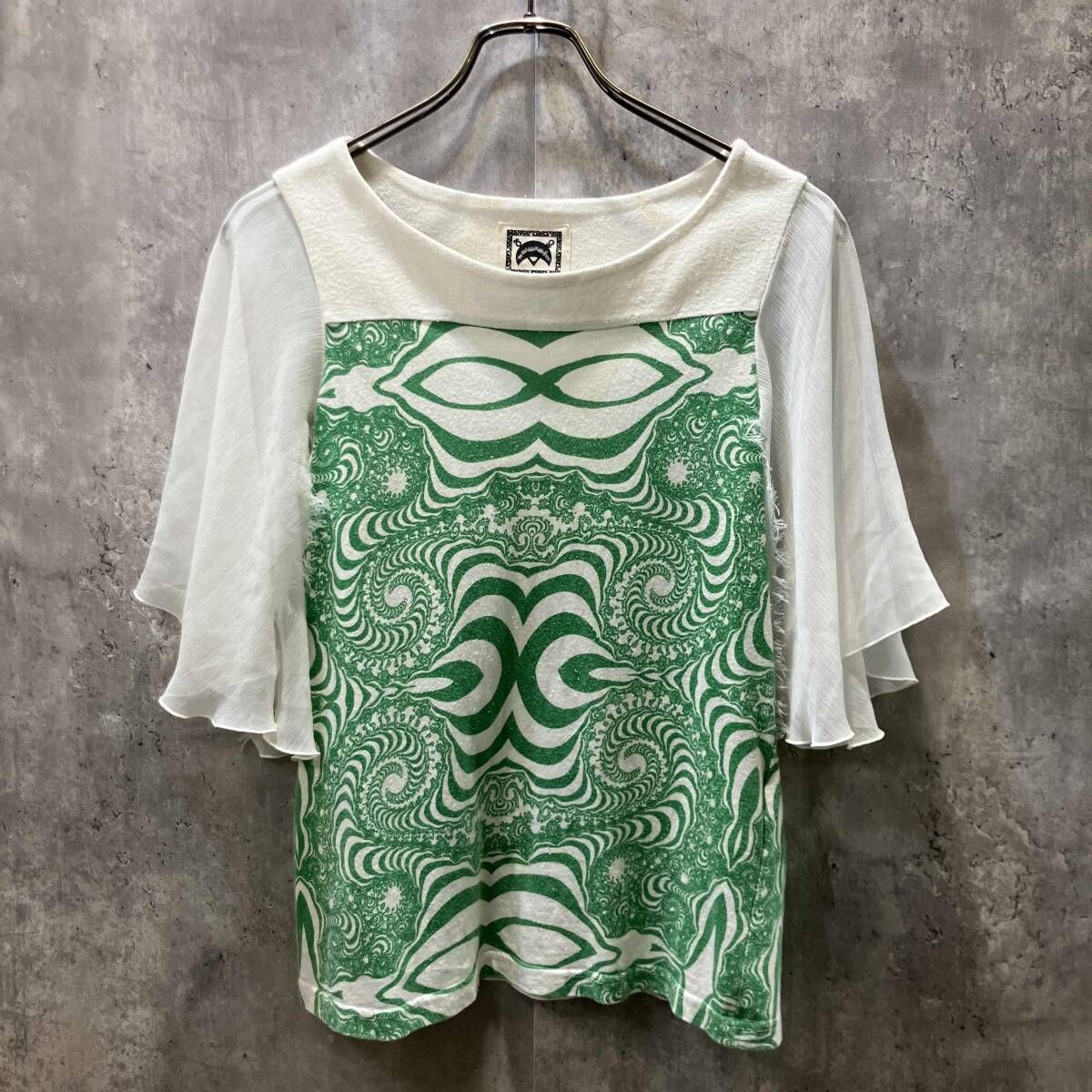 03ss archive／UNDERCOVER SCAB期 Allover print blouse with contrast sleeves sizeM 総柄袖切替えブラウス アンダーカバー