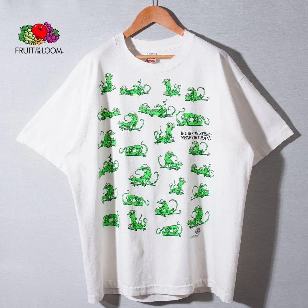 レア　果物　フルーツ　ザクロイラスト Tシャツ ホワイト　アメリカ古着　古着 90s USA製 四十八手 Tシャツ エロT XL ホワイト ヴィンテージ Vintage