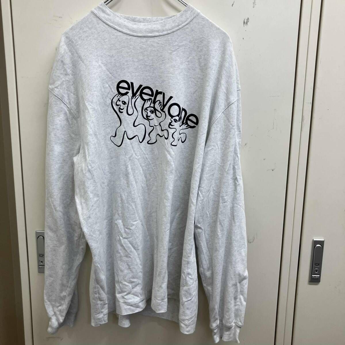 Everyone long sleeve shirt Vincent ロゴクルーネックLSカットソー　サイズL グレー　エブリワン