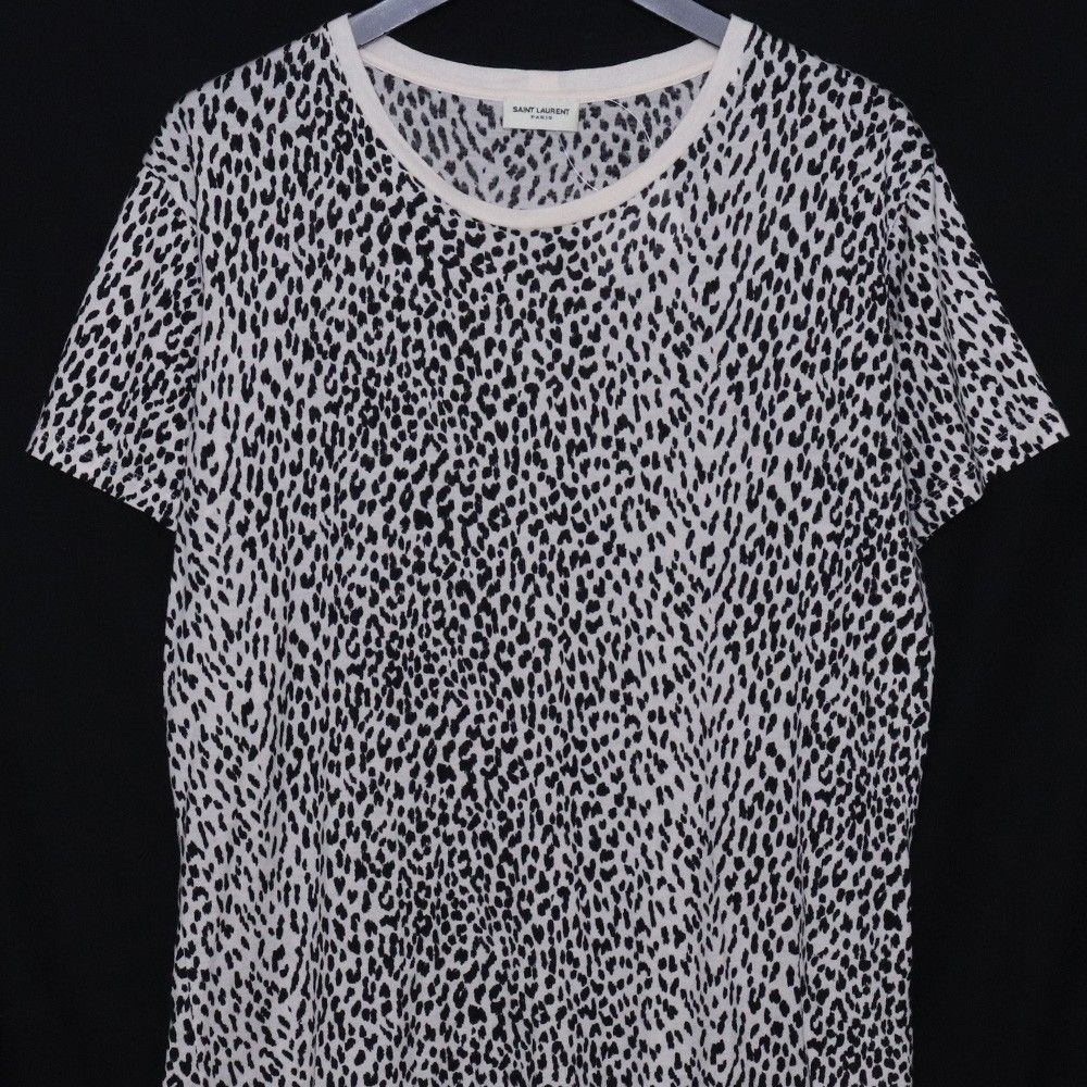 【新品タグ付き】SAINT LAURENT　レオパード柄Tシャツ SAINT LAURENT エディ期 レオパード柄Tシャツ Lサイズ ホワイト - メルカリ