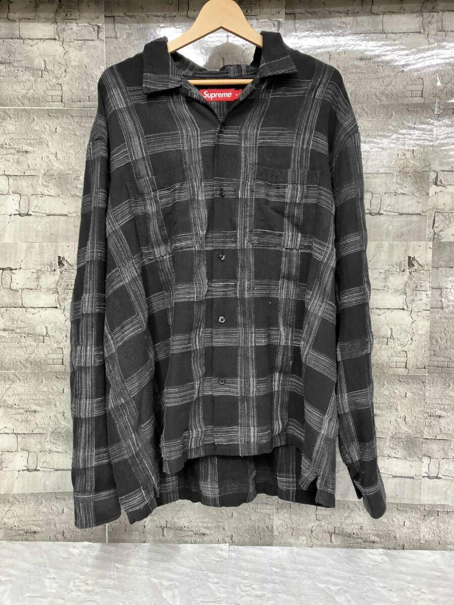 SUPREME 長袖シャツ WOVEN PLAID SHIRTサイズ XL ブラック
