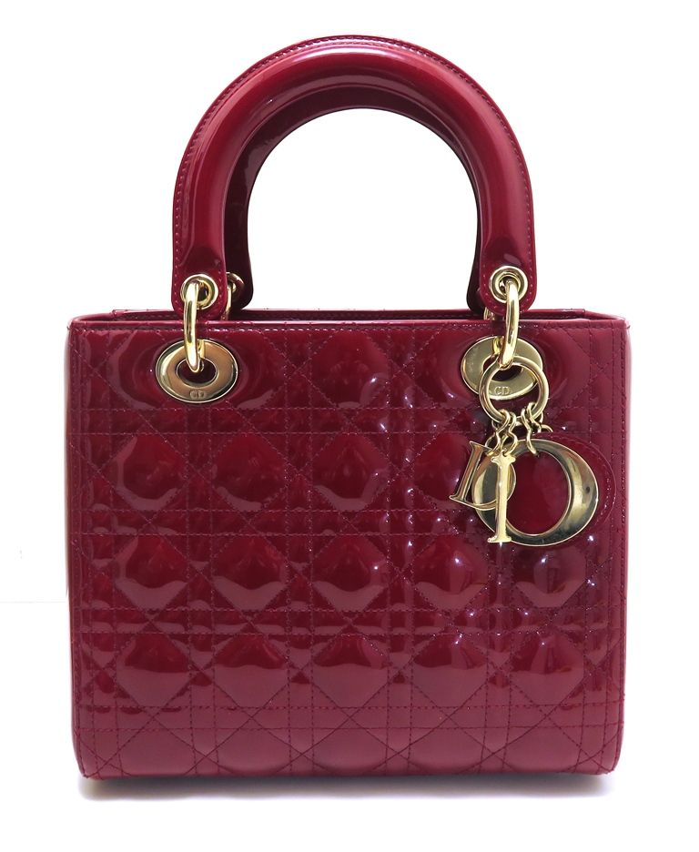 Dior ディオール バッグ カナージュ レディディオールハンドバッグ ミディアム レッド/GP【205】 MO5650WCR323V ハンドバッグ パテントレザー/GP GP レッド レディース【中古】
