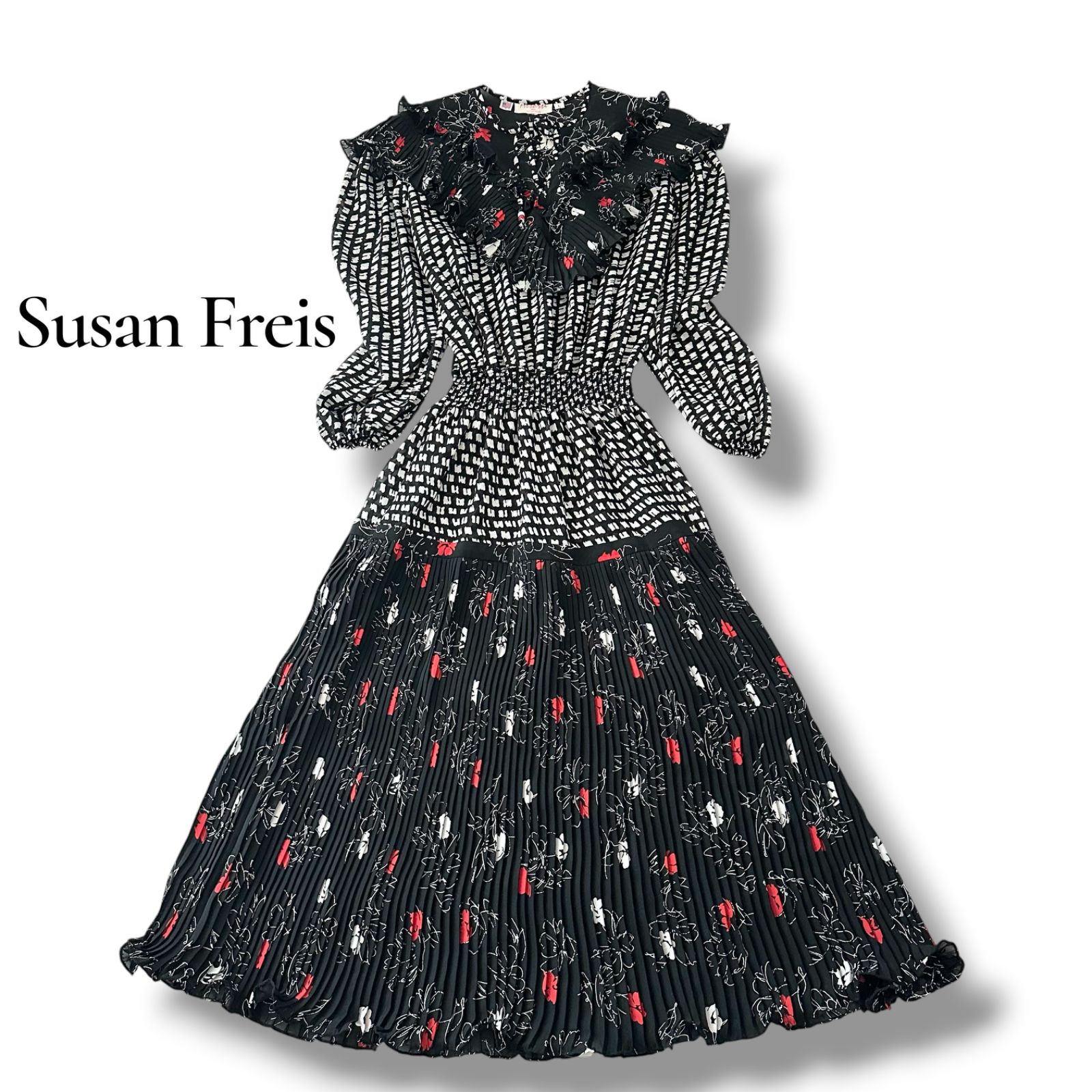 ヴィンテージ Susan Freis スーザンフレイス USA製 フリル ロング 