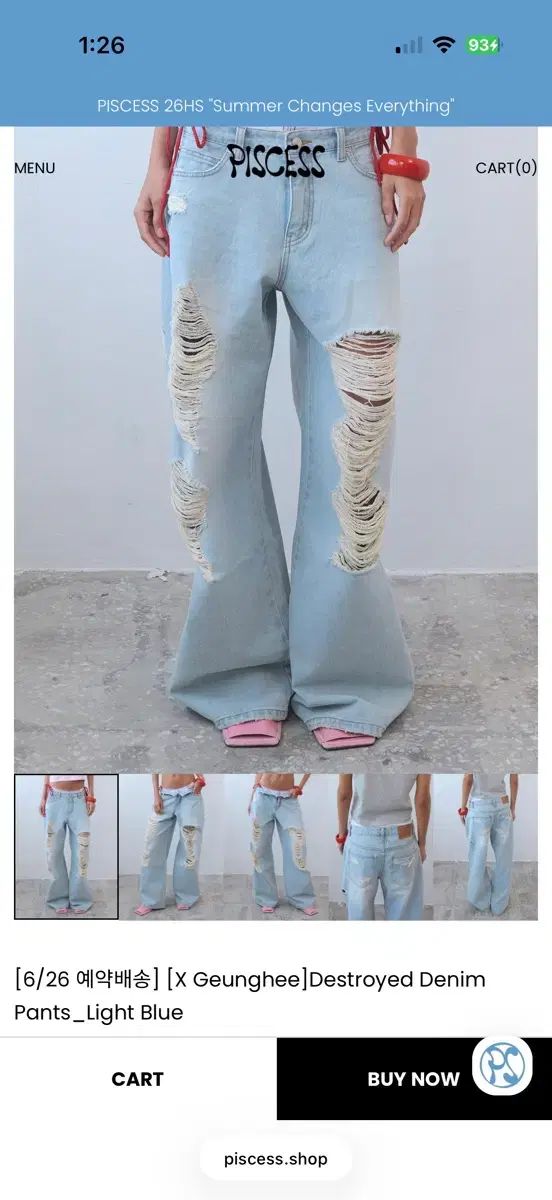 パイシス Destroyed Denim Pants_Light Blue