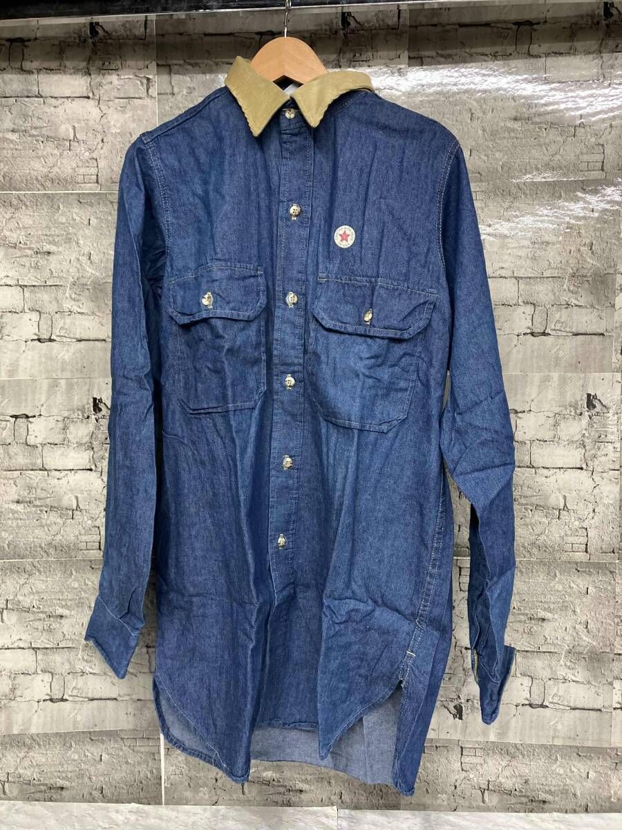 FIVE BROTHER 長袖シャツ DEADSTOCK 80s アメリカ製 首元コーデュロイ サイズM