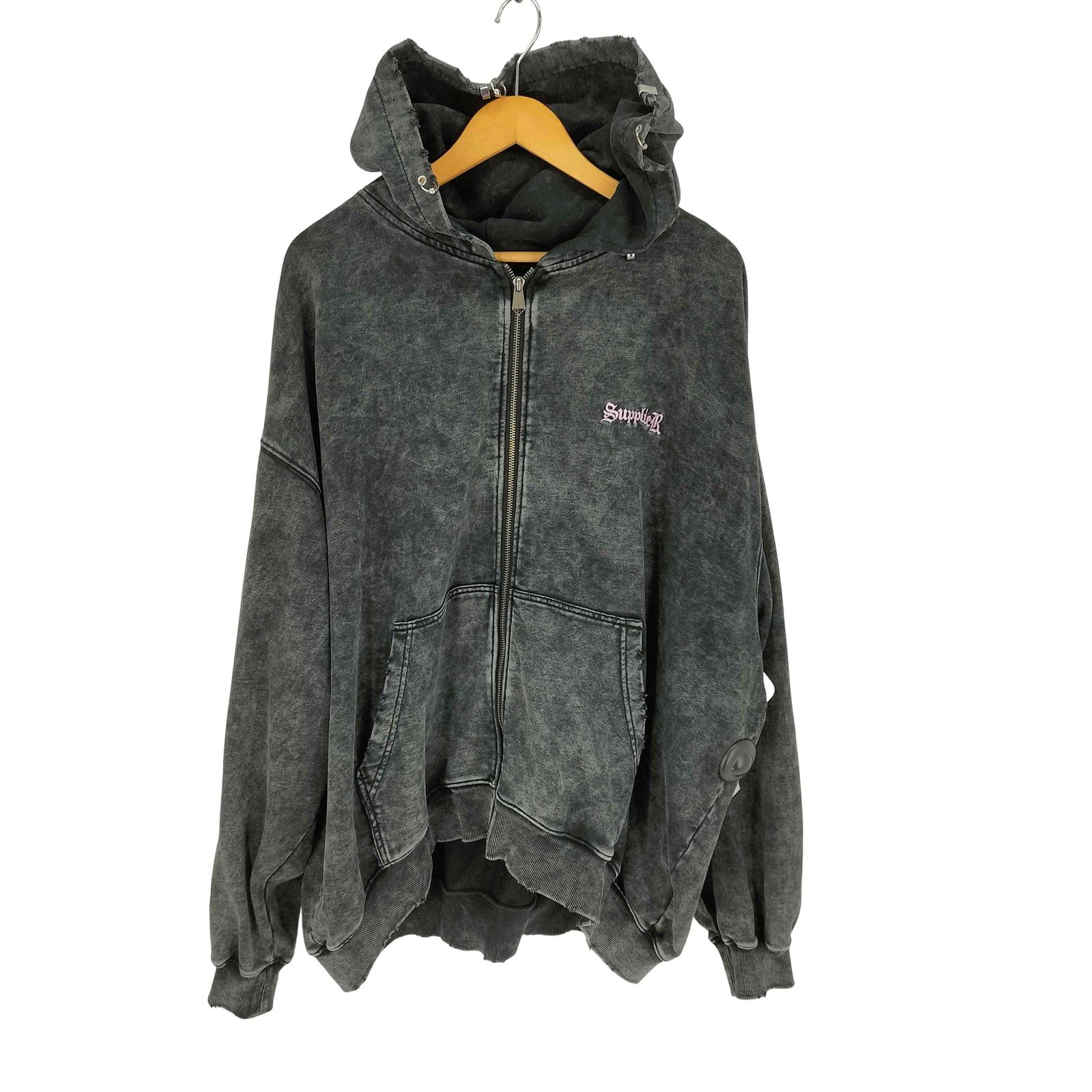 サプライヤー SUPPLIER VINTAGE WASH PIERCED ZIP HOODIE ラインストーン メンズ JPN：XL