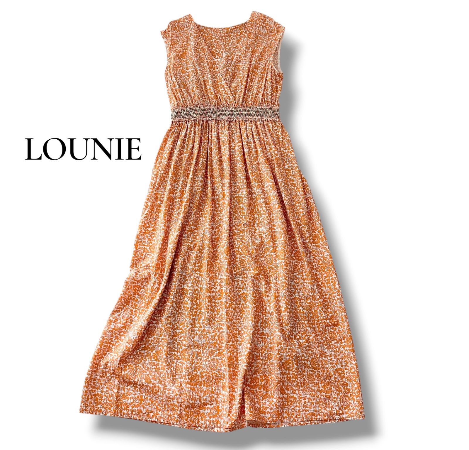 ルーニィ LOUNIE Smocking Embroidery ワンピース ロングドレス 38 