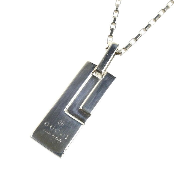 GUCCI グッチ シルバー925 Gロゴ プレート ネックレス 145170 17.1g