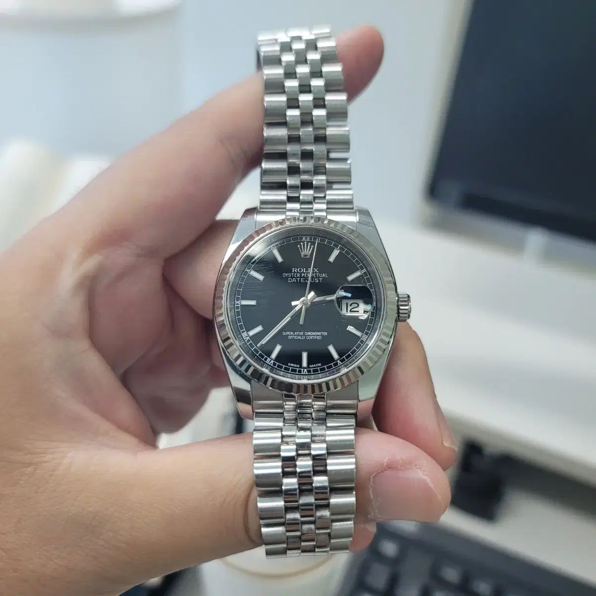 ROLEX デイトジャスト 黒文字盤 10Pインデックス 36mm 116234