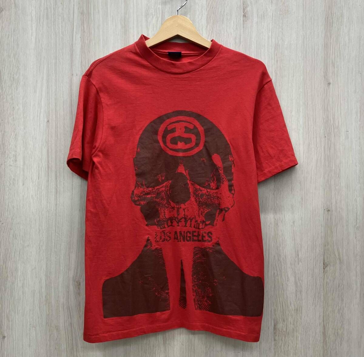 Stussy old 90s Scull Print Tee Shirt USA 製 Red ステューシー 
