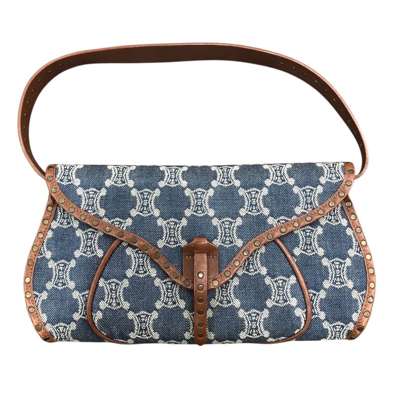 セリーヌ CELINE パリマカダム ハンドバッグ ブルー/ブラウン デニム/レザー レディース ハンドバッグ