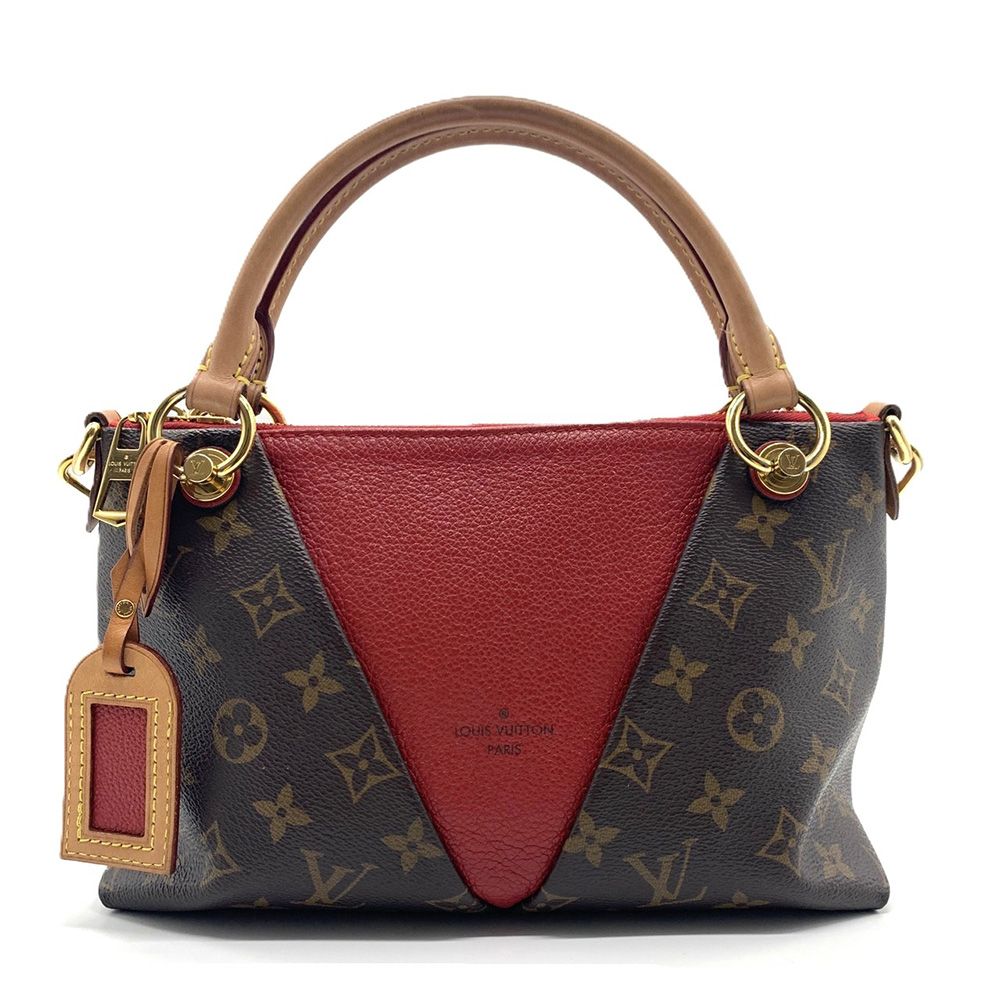ルイ・ヴィトン VトートBB モノグラム 2WAYバッグ ブラウン/レッド M43966 Louis vuitton ABランク 中古