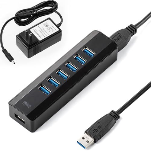 サンワダイレクト USB3.0ハブ セルフパワー/バスパワー 両対応 7ポート ACアダプタ付 ブラック 400-HUB070BK★ e6c012cc