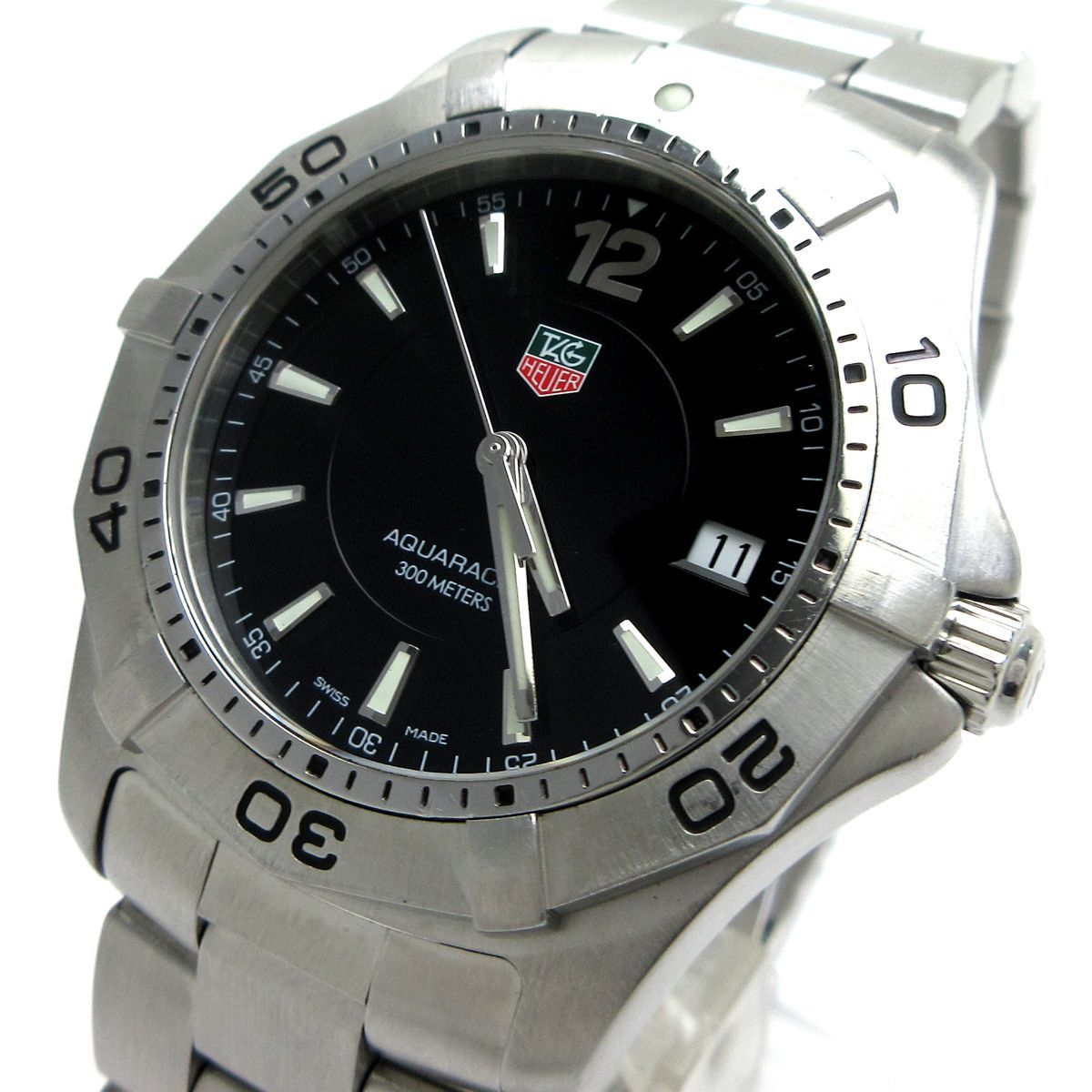 タグホイヤー TAG Heuer アクアレーサー メンズ 黒文字盤 WAF1110 時計 Aquaracer 箱 クォーツ 稼動品