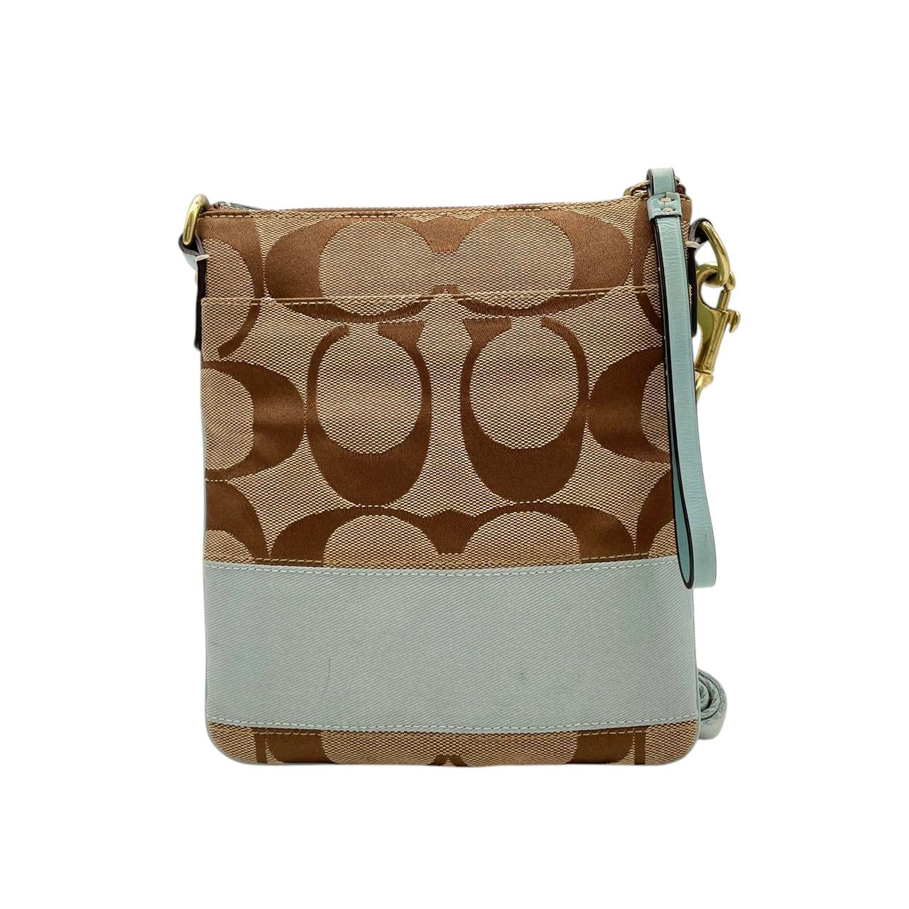 良品 COACH ショルダーバッグ キャンバス レザー シグネチャー 斜め 