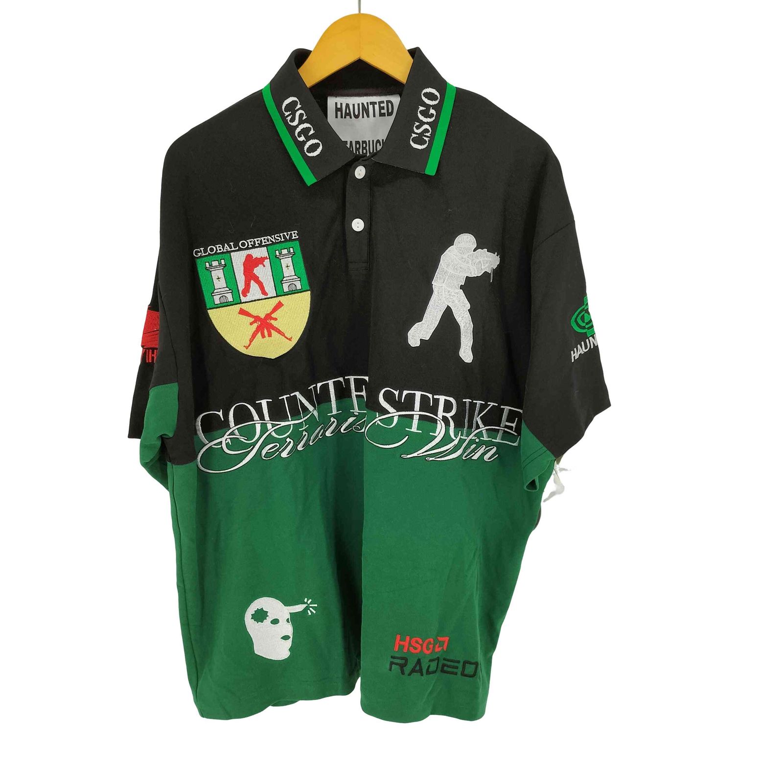 ユーズドフルギ USED古着 Haunted Starbucks CS OVERSIZED POLO オーバーサイズ ポロシャツ メンズ import:M