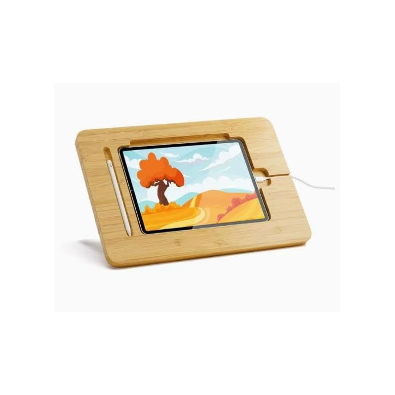 【新品】 techno life iPadスタンド 竹製 イラスト 絵描き 6段階角度調整 Apple Pencilワイヤレス充電対応 ナチュラル 木製 タブレット スタンド 9.7 11 12.9インチ Pro 滑り止め クリエイター