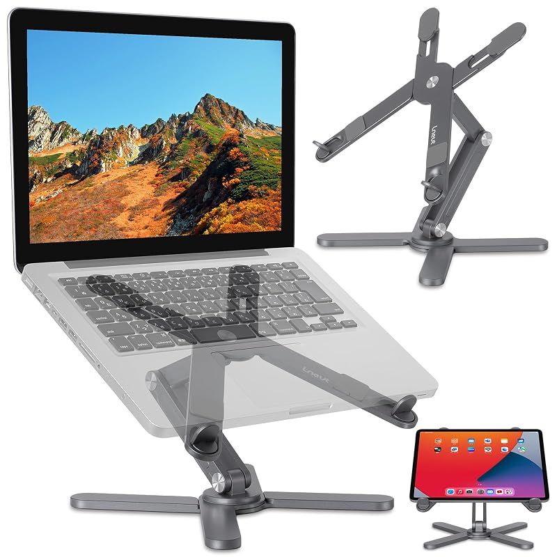 【新品】 エルニュート XiLISTA ノートパソコンスタンド PC タブレットスタンド 放熱 人間工学 360°回転 角度/高さ調節 折りたたみ式 滑り止め アルミ合金 MacBook iPad 10-16インチ対応 (ダーク・グレイ)