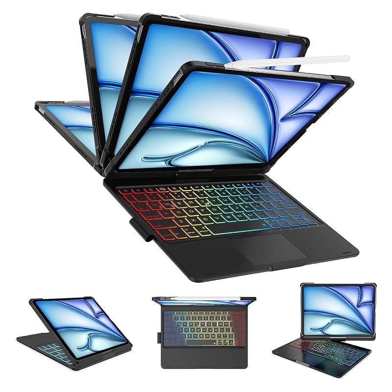 【新品】 iPad Air 11インチ 2025(M3) 2024 (M2) キーボード付きケース iPad Pro 11第1/2/3/4世代/iPad Air第4/5/6世代通用 高精度タッチパッド付き 7色バ ックライト Apple pencilを充電可能