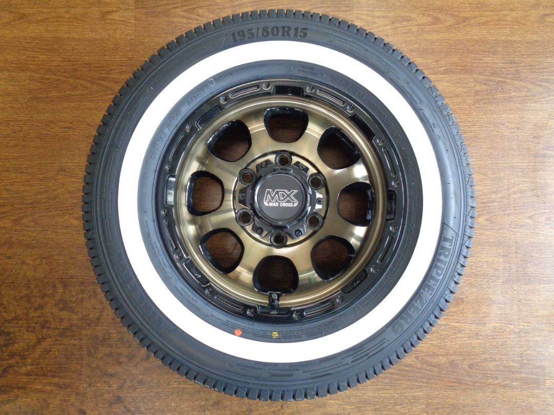 6J-15インチ 6H139.7 +44 マッドクロス グレイス 195/80R15 中古 ホイール 新品 タイヤ 4本 ハイエースなど
