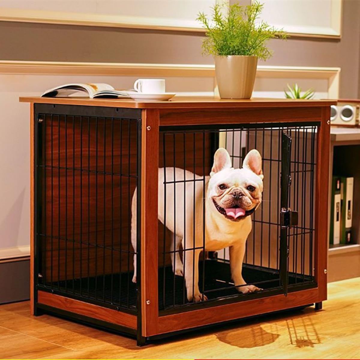 犬ゲージ 犬 サークル ウッディサークル 犬 ゲージ 屋根付き ペットケージ ペットサークル ドッグゲージ 木製 犬 ゲージ 兎 ケージ 幅60×奥行46×高さ60cm 中小型犬用 インテリア 引き出し式トレー 1台3役 お掃除が楽々（M)m f7964496