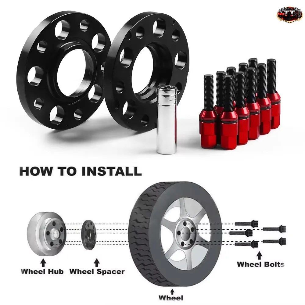 2個入り 15mm 5x120mm ハブセントリックホイールスペーサー 72.56mm ネジピッチ M11.5 ラグボルト付き BMW E36 E82 E88