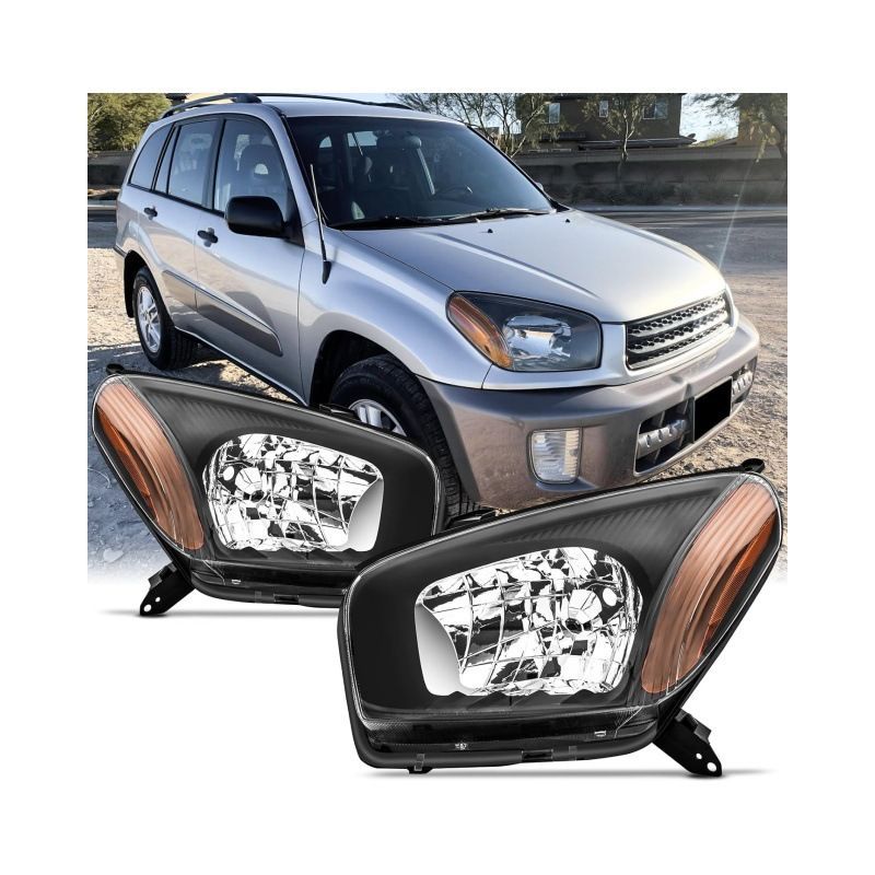 トヨタ Toyota RAV4 2001 2002 2003年 ヘッドライト 前照灯ユニット ハロゲン クリアレンズ ブラックインナー 左右セット