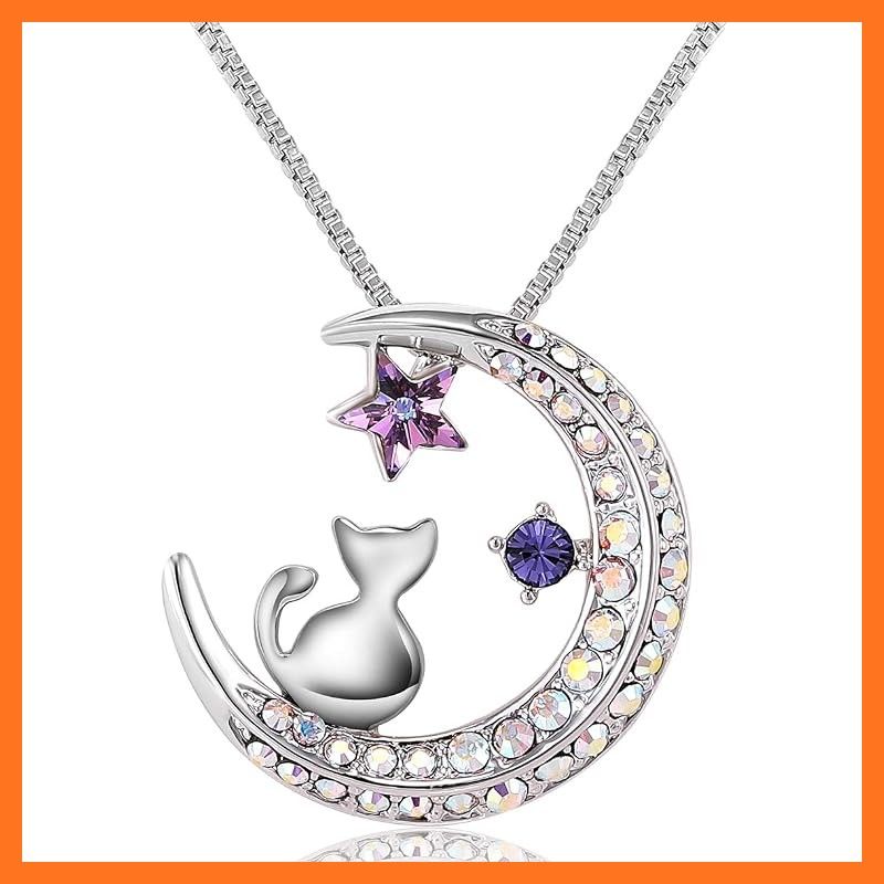 【新品】 [Richapex] シルバー 925 ネックレス レディース クリスタル ジルコニア 金属アレルギー対応 ペンダント 人気 女性 ハート 猫 星 三日月 誕生石 ブルー 鎖骨チェーン 魔眼 お守り アクセサリー 人気 華やか 音符
