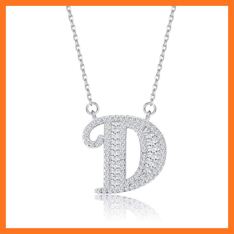 【新品】 [Rockyu] アルファベットネックレス レディースネックレス プラチナ シルバー925 ジルコニア キラキラ 豪華 AーZ字モチーフペンダント 純銀チェーン イニシャルネックレス バレンタインデー 誕生日 人気 プレゼント