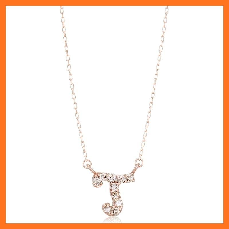 【新品】 [ディーコレクション] 10金 ピンクゴールド ダイヤモンド イニシャルT ネックレス 0.1ct D10K-PG-T