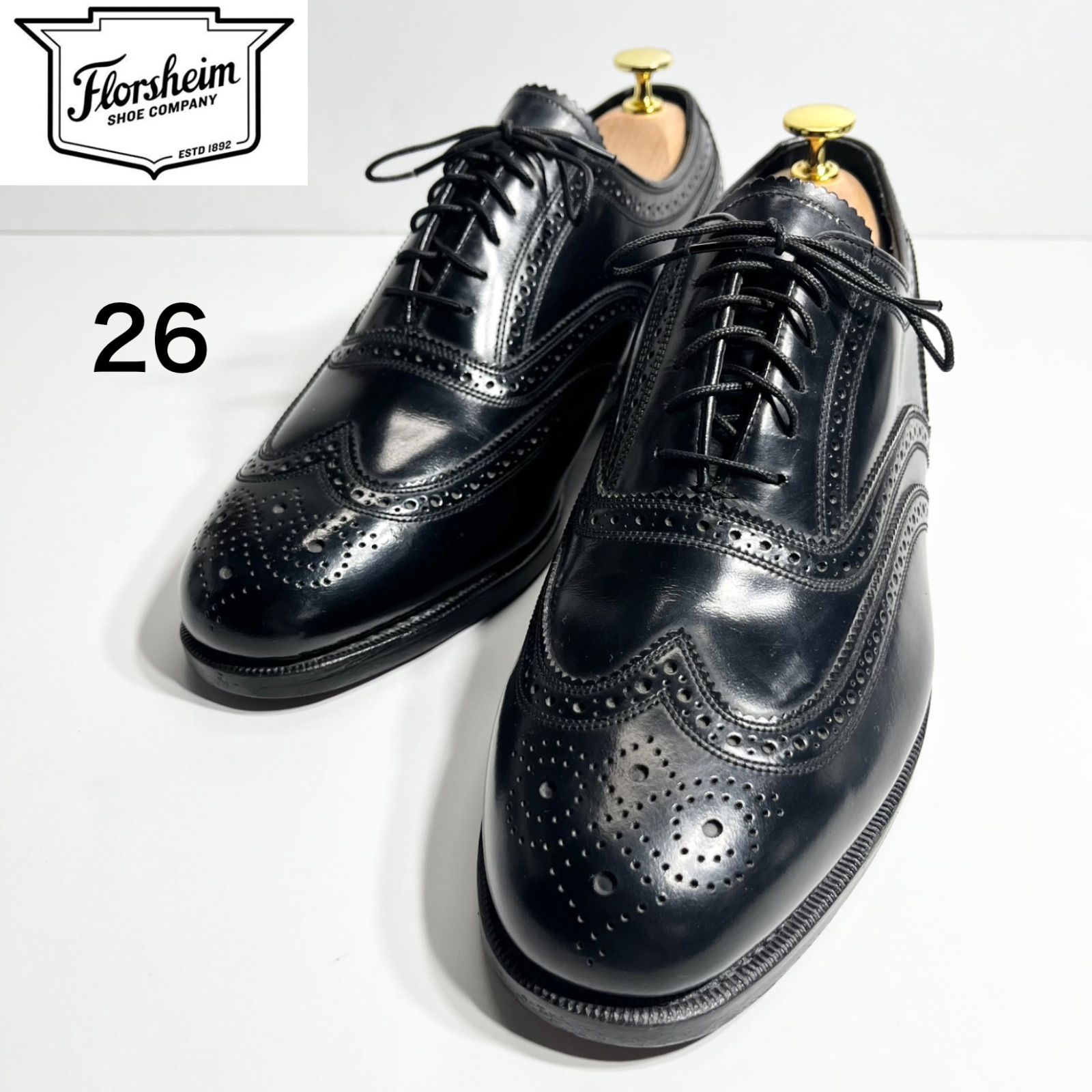 【極美品】FLORSHEIM フローシャイム 76401 フルブローグ ウィングチップ US8 26cm