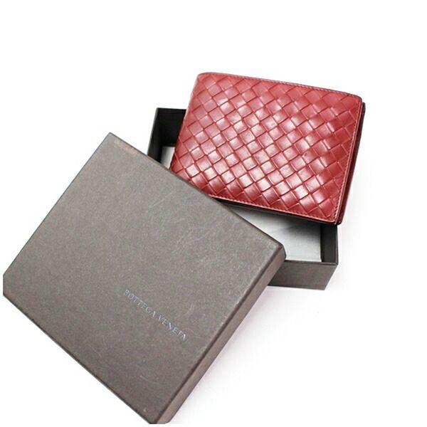 ボッテガヴェネタ イントレチャート 二つ折り 財布 レザー 中古 ABランク BOTTEGA VENETA 女性 レディース 小銭入れ有 箱付き