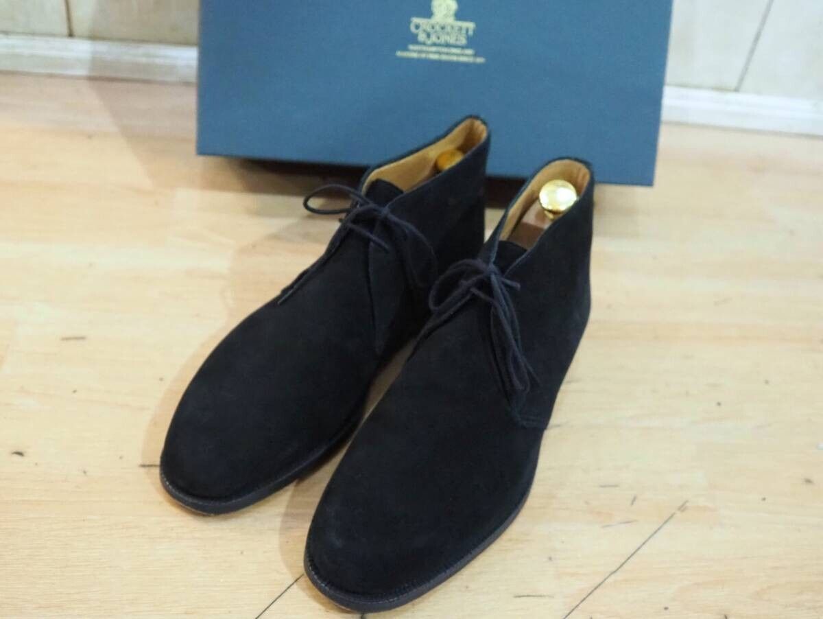 ◆CROCKETT&JONES CHERTSEY 7.5E ブラック スエード チャッカブーツ チャートシー クロケット＆ジョーンズ◆