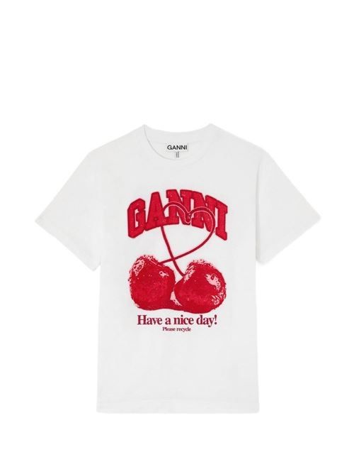 GANNI プリントコットン Tシャツ 送料無料