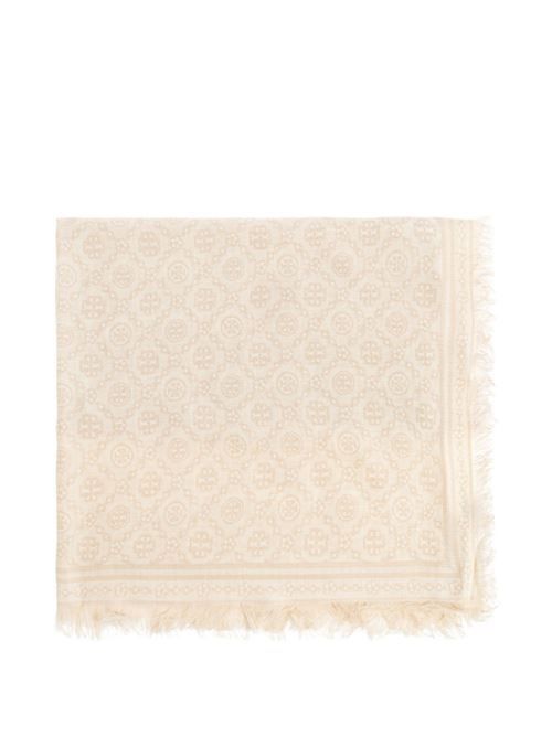 TORY BURCH モノグラム ウール＆シルク スカーフ 送料無料