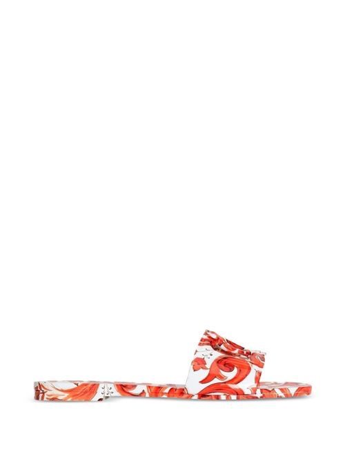 DOLCE & GABBANA マヨリカプリントフラットサンダル 送料無料